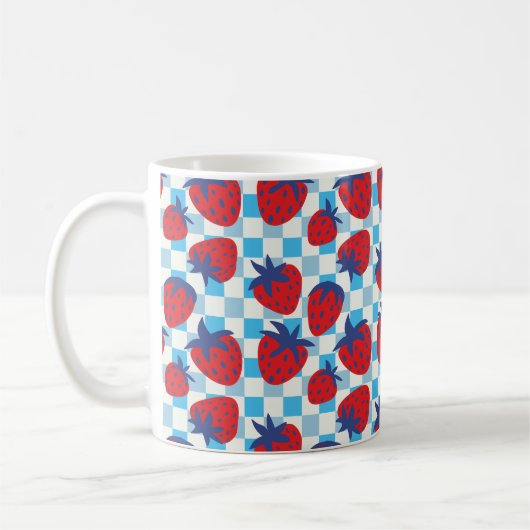 Fettiges Erdbeer-Karo-Muster Kaffeetasse (Links)