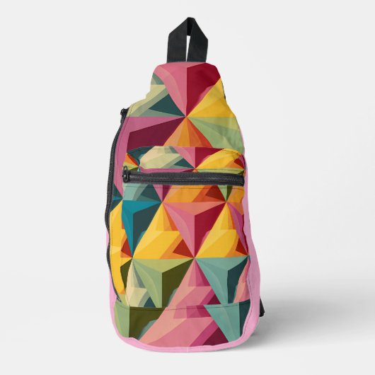 Fettiges geometrisches Dreiecks Muster Crossbody Bag (Vorderseite)