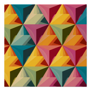 Fettiges geometrisches Dreiecks Muster Poster