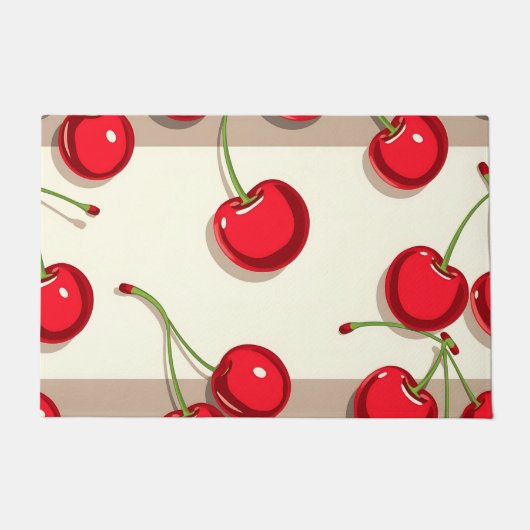 Fettiges Kirschenmuster Retro-Sommer-Vibes Fußmatte (Vorderseite)
