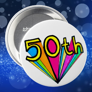 Fettiges Retro-Design zum 50. Geburtstag Button