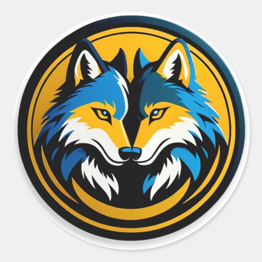 Fettiges Wolf-Logo-Kreis-Emblem Runder Aufkleber (Vorderseite)