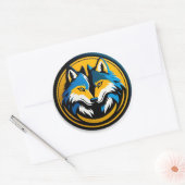 Fettiges Wolf-Logo-Kreis-Emblem Runder Aufkleber (Umschlag)