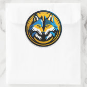 Fettiges Wolf-Logo-Kreis-Emblem Runder Aufkleber (Tasche)
