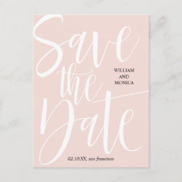Fettkalligraphie | Moderne Hochzeit in Weißrosa Ankündigungspostkarte