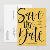 Fettkalligraphie | Moderne Hochzeit mit schwarzem  Ankündigungspostkarte (Vorne/Hinten)