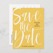 Fettkalligraphie| Moderne Hochzeit mit weißem Senf Ankündigungspostkarte (Vorne/Hinten)