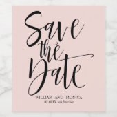 Fettkalligraphie | Schwarz rosa modern Save the Da Weinetikett (Einzelnes Label)