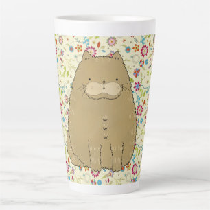 Fettkatze auf Cotattecore Folklorekunst Blume Milchtasse