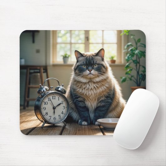 Fettkatze Gewartet von einer leeren Lebensmittelsc Mousepad (Mit Mouse)