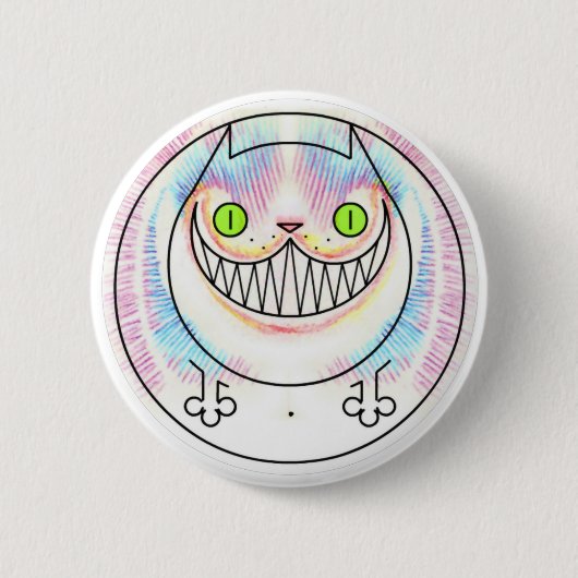 Fettkatze mit Cheshire Cat Grin Button (Vorderseite)