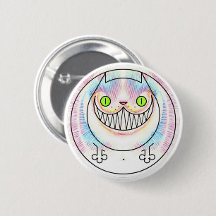 Fettkatze mit Cheshire Cat Grin Button