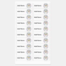 Fettkatze mit Cheshire Cat Grin Labels Etiketten