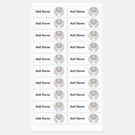 Fettkatze mit Cheshire Cat Grin Labels Etiketten (Blatt)