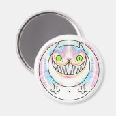Fettkatze mit Cheshire Cat Grin Magnet (Vorderseite/Rückseite)