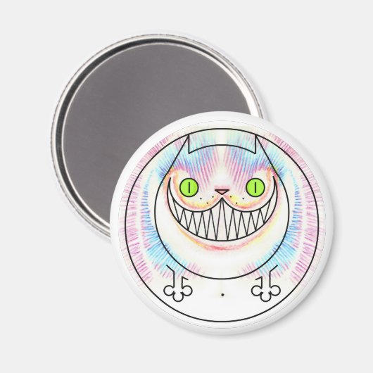 Fettkatze mit Cheshire Cat Grin Magnet (Vorderseite/Rückseite)