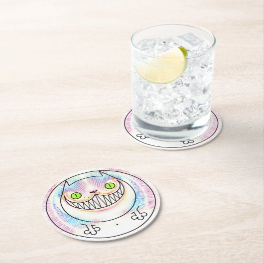 Fettkatze mit Cheshire Cat Grin Paper Untersetzer (Vor Ort)