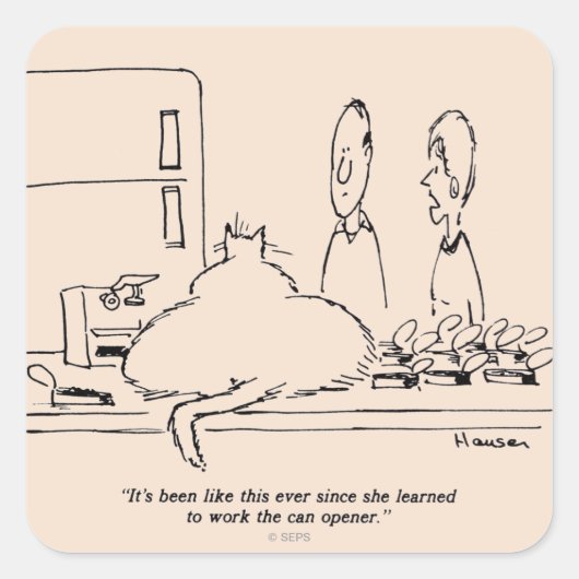 Fettkatze Quadratischer Aufkleber (Vorderseite)