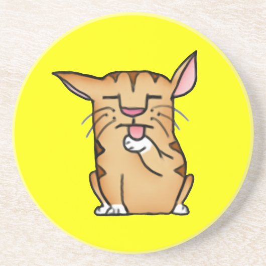 Fettkatze Sandstein Untersetzer (Vorne)