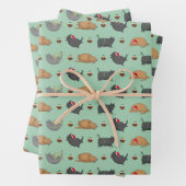 Fettkatzen und Weihnachtsbauten Geschenkpapier Set (Beispiel)