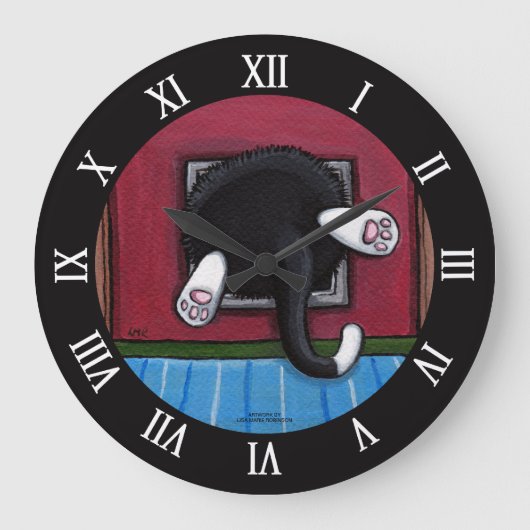 Fettkatzenleber im Katzenflap - Bit eines Squeeze Große Wanduhr (Vorderseite)