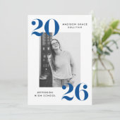 Fettklasse der Blue Foto Graduation Party 2025 Einladung (Stehend Vorderseite)