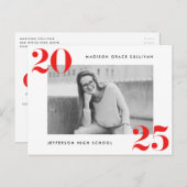 Fettklasse der Red Foto Graduation Party 2024 Einladungspostkarte (Vorne/Hinten)