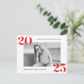 Fettklasse der Red Foto Graduation Party 2024 Einladungspostkarte (Stehend Vorderseite)