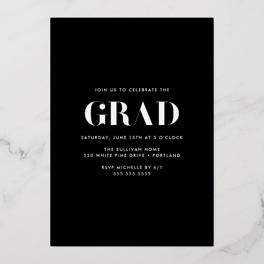 Fettklasse des Abschlusses "Black and Gold Foto" 2 Folieneinladung (Rückseite)