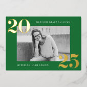 Fettklasse des Abschlusses des grünen Fotos 2025 Folieneinladung (Vorderseite)