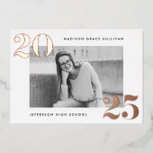 Fettklasse Gold Foto Abschluss 2025 Rose Folieneinladung (Vorderseite)