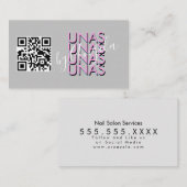 Fettlehnen Eyelashes Salon Nails Unas Pink QR Visitenkarte (Vorne/Hinten)
