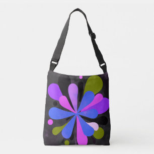 Fettlila Blumen auf dunkelgrauer Tote-Tasche Tragetaschen Mit Langen Trägern