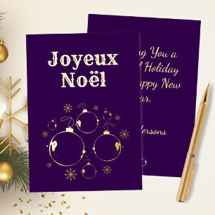 Fettlila modernes Joyeux Noel Gold Folien Feiertagskarte