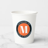 Fettmonogramm | Schwarz-weiß Orange & Blue Pappbecher (Rückseite)