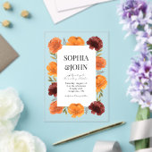 Fettorange blühende Blume Transparente Hochzeit Acryleinladungen (In Situ (Hochzeit))