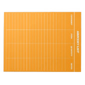 Fettorange Groovy Lebensmittelliste Notizblock (Vorderseite)