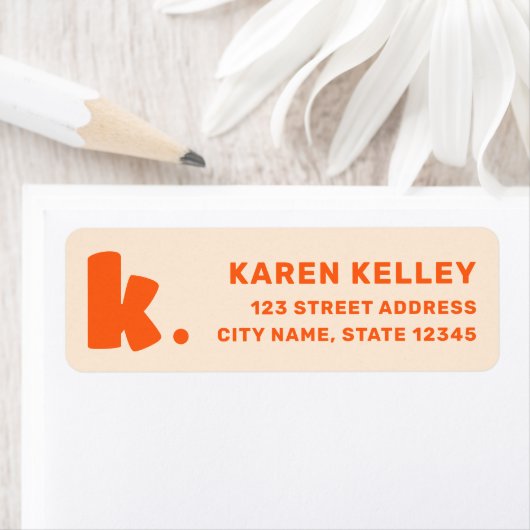 Fettorange Monogramm-Rücksendeadresse (Insitu)