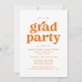 Fettorange Typografy Graduation Party Einladung (Vorderseite)