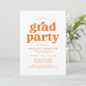 Fettorange Typografy Graduation Party Einladung (Stehend Vorderseite)