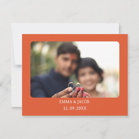 Fettorange und rosa Rosen Save The Date (Rückseite)