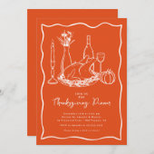 Fettorangefarbener Erntedank Einladung (Vorne/Hinten)
