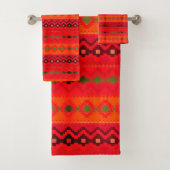 Fettorangefarbenes Aztekenmuster Badhandtuch Set (Insitu)