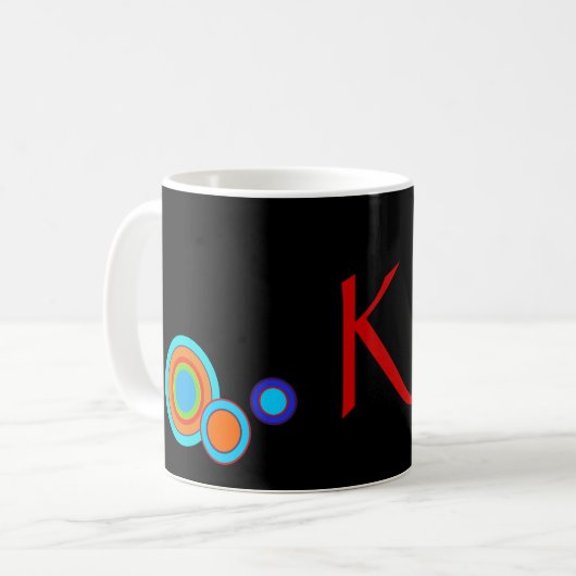 Fettpolka-Dot-Monogramm-Tasse Kaffeetasse (Vorderseite Links)