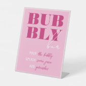 Fettrosa Bachelorette Bubbly Bar Pedestal-Zeichen Sockelschild (Vorderseite)