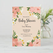 Fettrosa Blume Kinderdusche Einladung (Stehend Vorderseite)