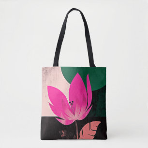 Fettrosa Blüte auf Schwarz Tasche