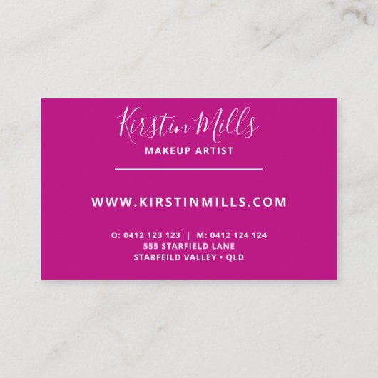 Fettrosa Feminine Glitzer Visitenkarte (Rückseite)