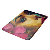 Fettrosa Hibiskus und Abstraktes Portrait der Frau Badematte (Schrägansicht)