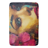 Fettrosa Hibiskus und Abstraktes Portrait der Frau Badematte (Vorderseite Vertikal)